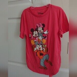 Disney pinkish red crew neck mickey and friends women's short sleeve top size XS
